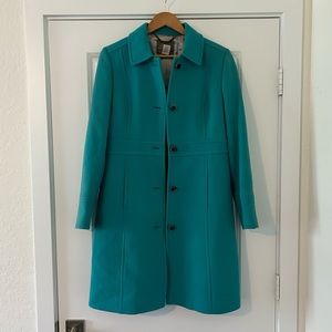 J Crew Lady Day Double Cloth Wool Coat 8 Turquoise